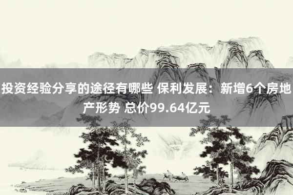 投资经验分享的途径有哪些 保利发展：新增6个房地产形势 总价99.64亿元