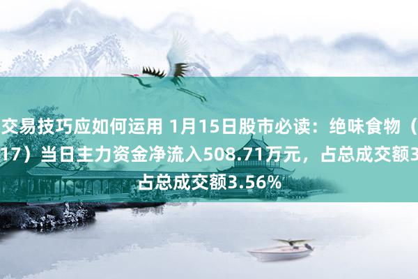 交易技巧应如何运用 1月15日股市必读：绝味食物（603517）当日主力资金净流入508.71万元，占总成交额3.56%