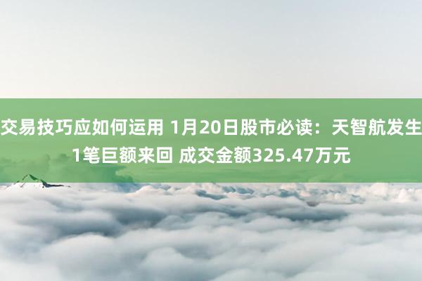 交易技巧应如何运用 1月20日股市必读：天智航发生1笔巨额来回 成交金额325.47万元