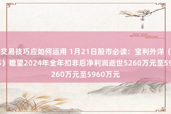 交易技巧应如何运用 1月21日股市必读：宝利外洋（300135）瞻望2024年全年扣非后净利润逝世5260万元至5960万元