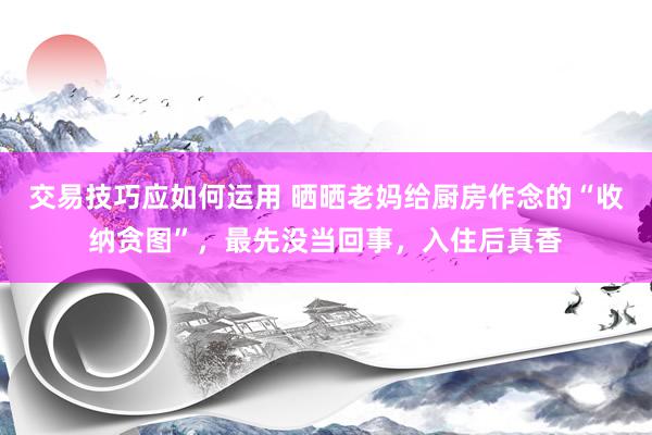 交易技巧应如何运用 晒晒老妈给厨房作念的“收纳贪图”，最先没当回事，入住后真香