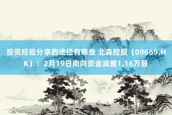 投资经验分享的途径有哪些 北森控股（09669.HK）：2月19日南向资金减握1.16万股