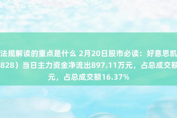 法规解读的重点是什么 2月20日股市必读：好意思凯龙（601828）当日主力资金净流出897.11万元，占总成交额16.37%