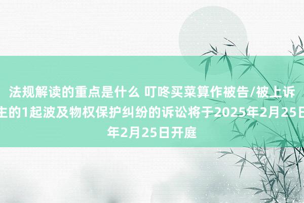 法规解读的重点是什么 叮咚买菜算作被告/被上诉东谈主的1起波及物权保护纠纷的诉讼将于2025年2月25日开庭