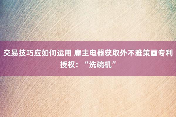 交易技巧应如何运用 雇主电器获取外不雅策画专利授权：“洗碗机”