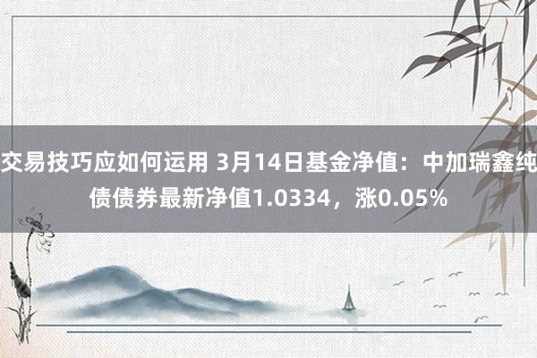 交易技巧应如何运用 3月14日基金净值：中加瑞鑫纯债债券最新净值1.0334，涨0.05%