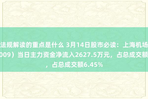 法规解读的重点是什么 3月14日股市必读：上海机场（600009）当日主力资金净流入2627.5万元，占总成交额6.45%